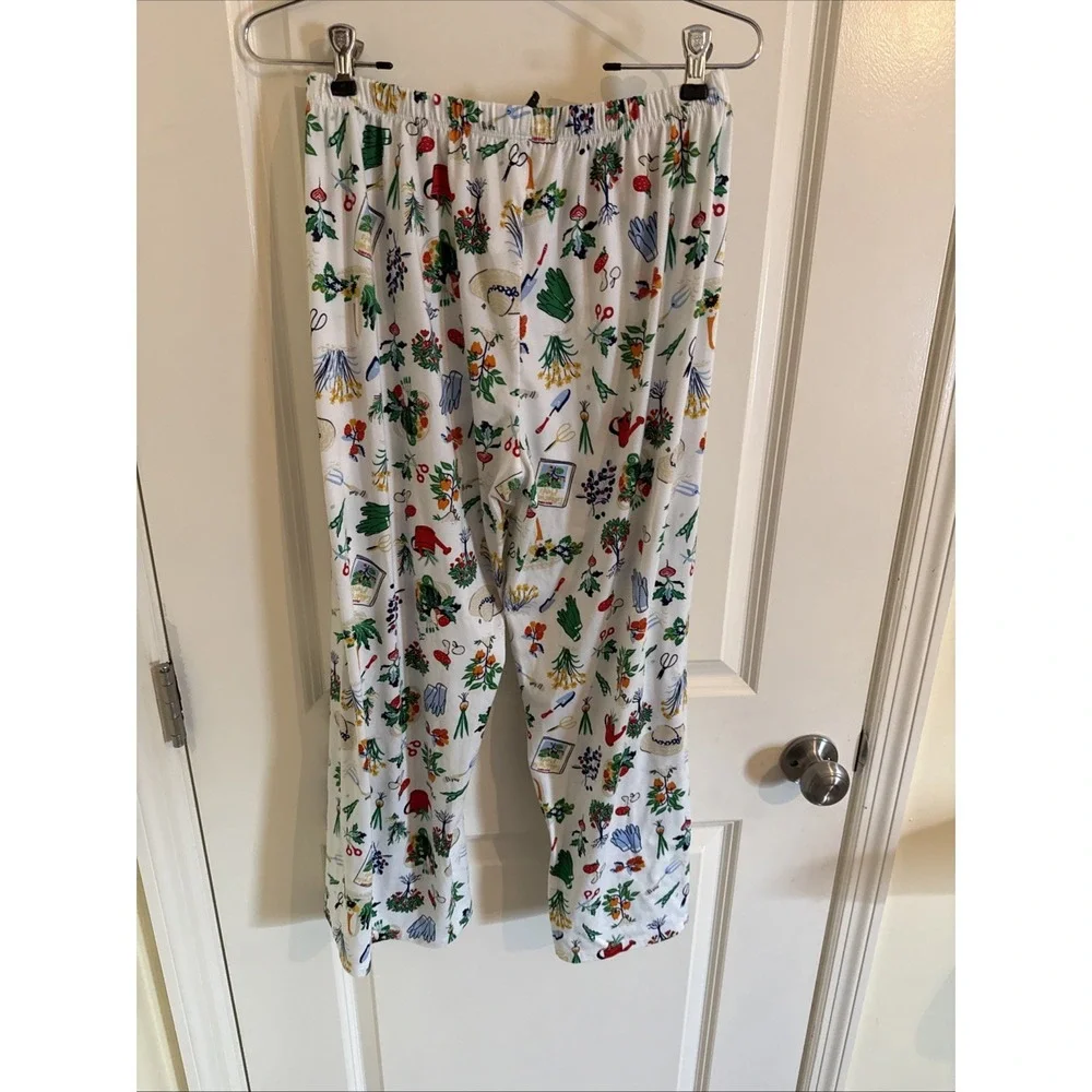 Kate Spade White Colorful IN THE GARDEN Knit Cropped Pajama Set Medium Floral - Picture 2 of 12